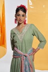 TEW Pastel Green Colour Cotton Digital Print With Embroidery And Khatli Work Kurti With Bottom Dupatta Best Wholesale Shop In Surat